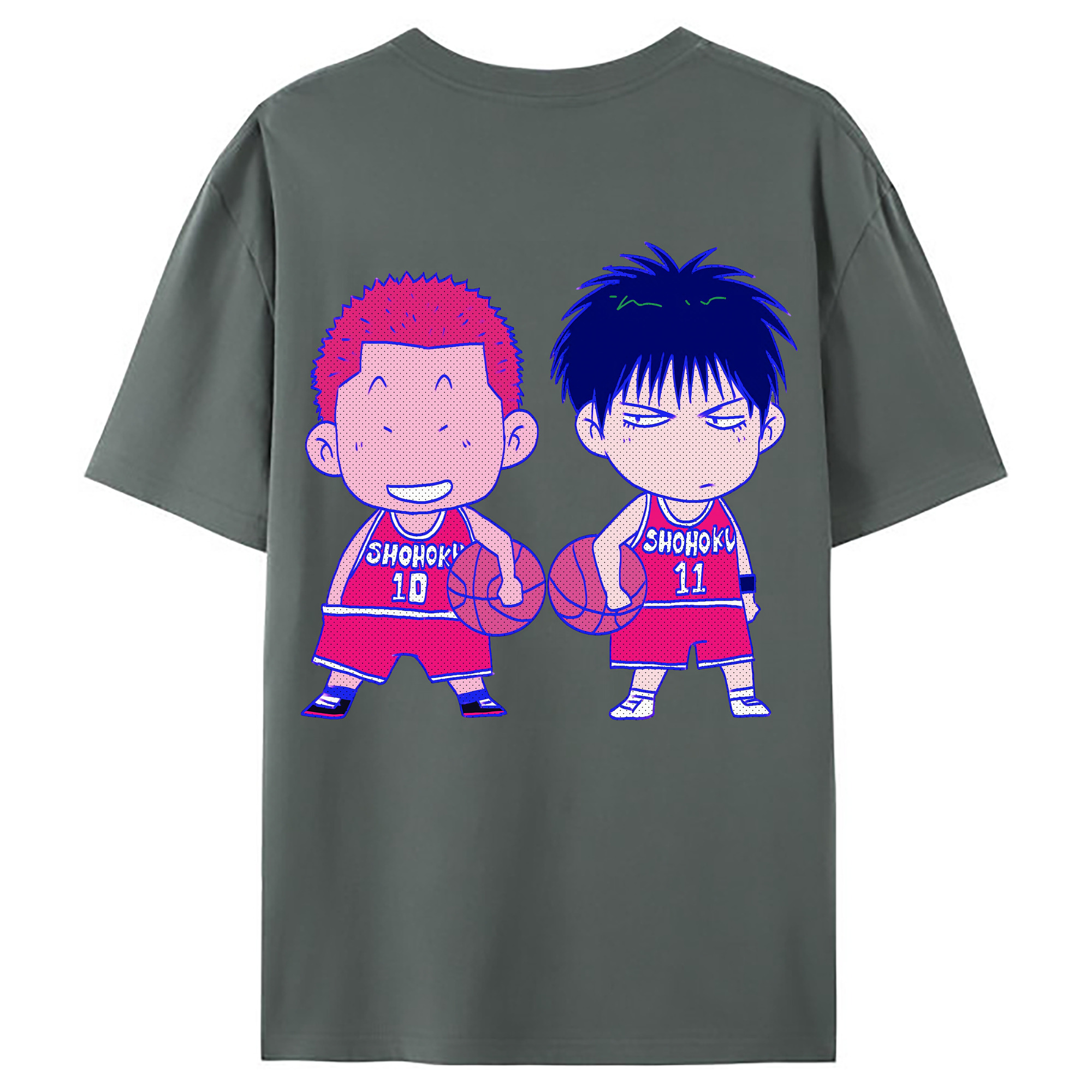 （画像用） SLAM DUNK／スラムダンク 綿100％ メンズ半袖Tシャツ（バックプリント） 通気性